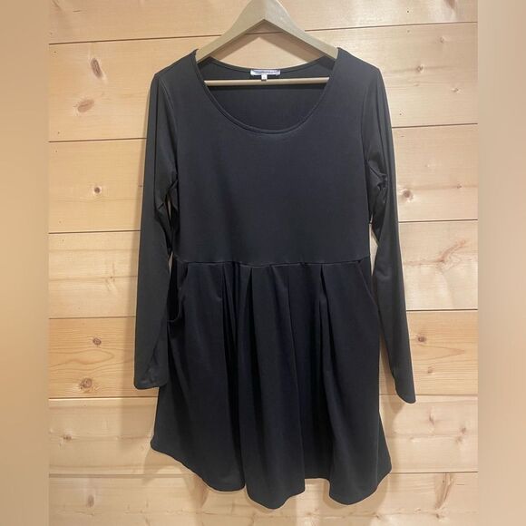 Andree by Unit Black Fit and Flare Pockets Long Sleeve Skater Dress Large - Picture 1 of 6